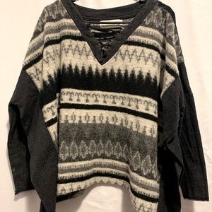 Vintage Havana Over Sized Thick Wool Poncho Size S